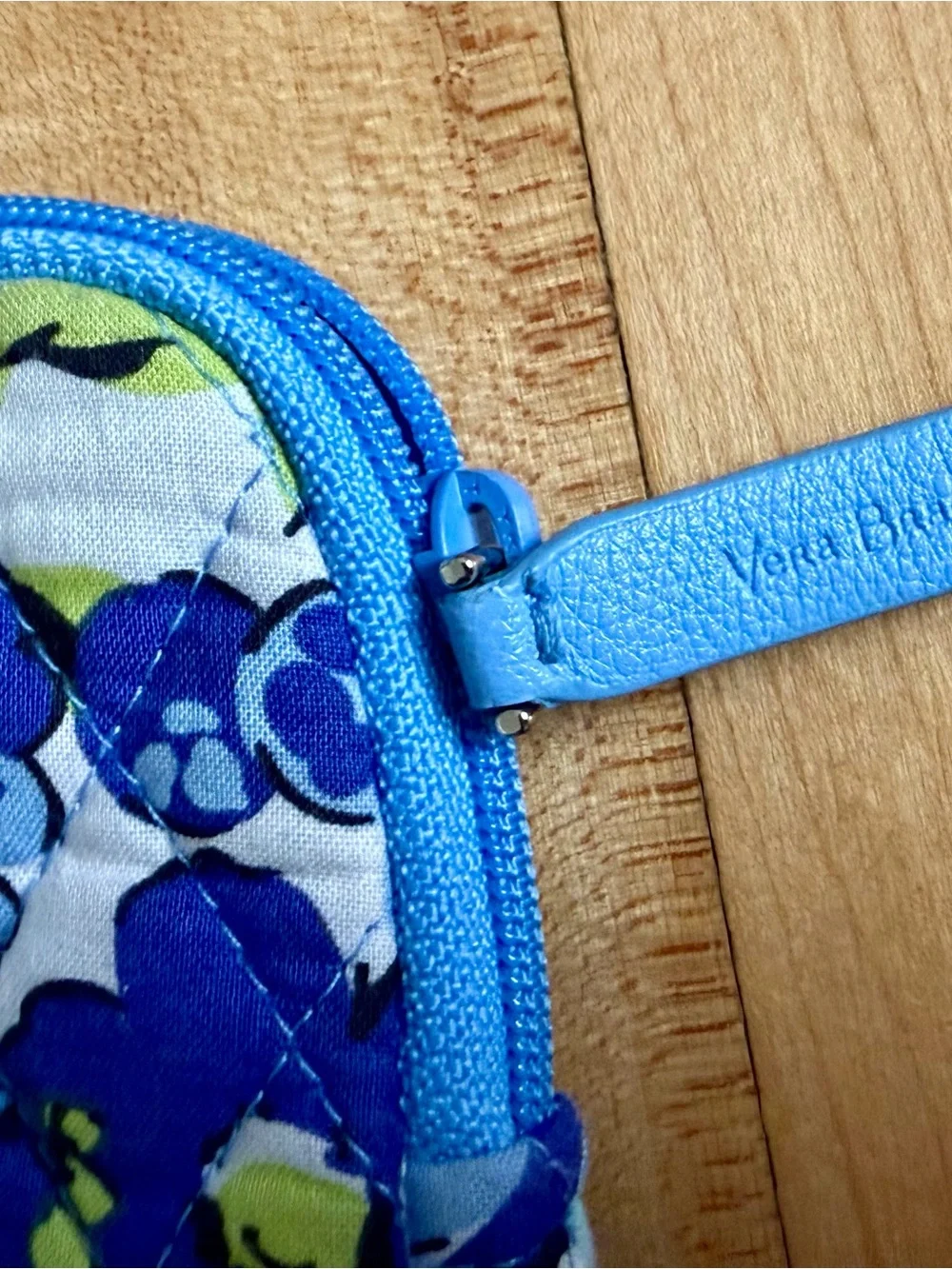 Vera Bradley Blue Floral Quilted Laptop Sleeve with Teal and Lime Accents